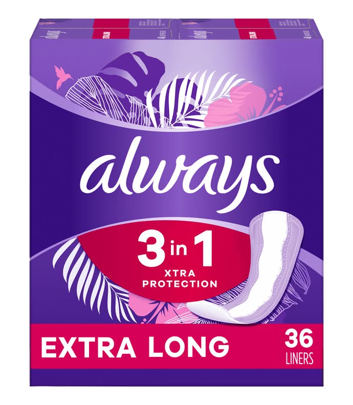 Always protège dessous quotidiens xtra protection 3 en 1 (female/extra long) - always 3-in-1 xtra protection daily liners extra long (150 g)