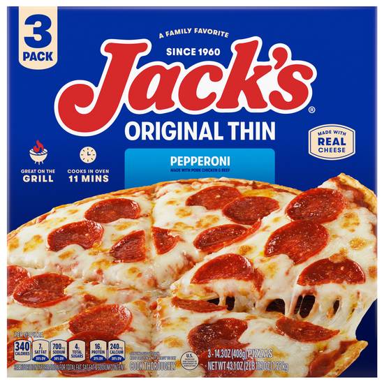 Jack's Original Thin Crust Pepperoni Pizza (3 ct)
