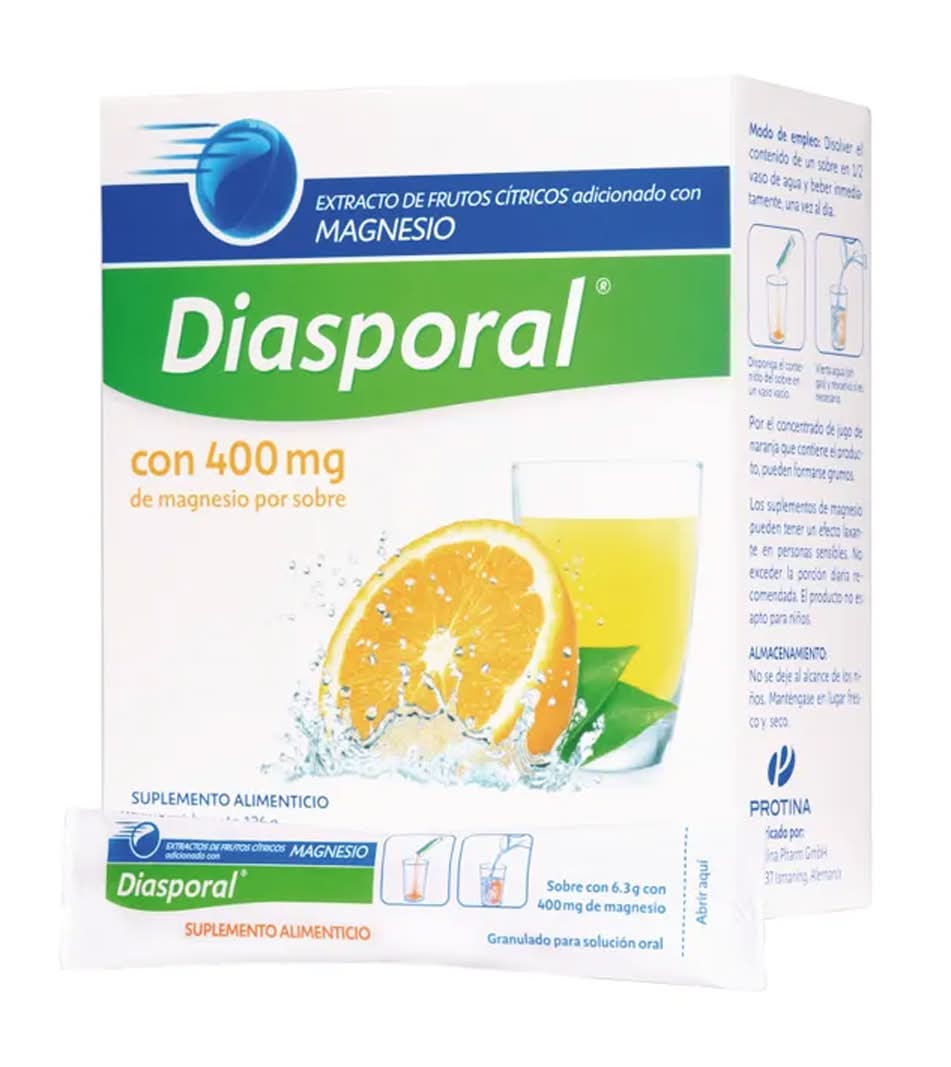 Magnesium-Diasporal · Suplemento alimenticio 400mg (20 x 6,3 g)