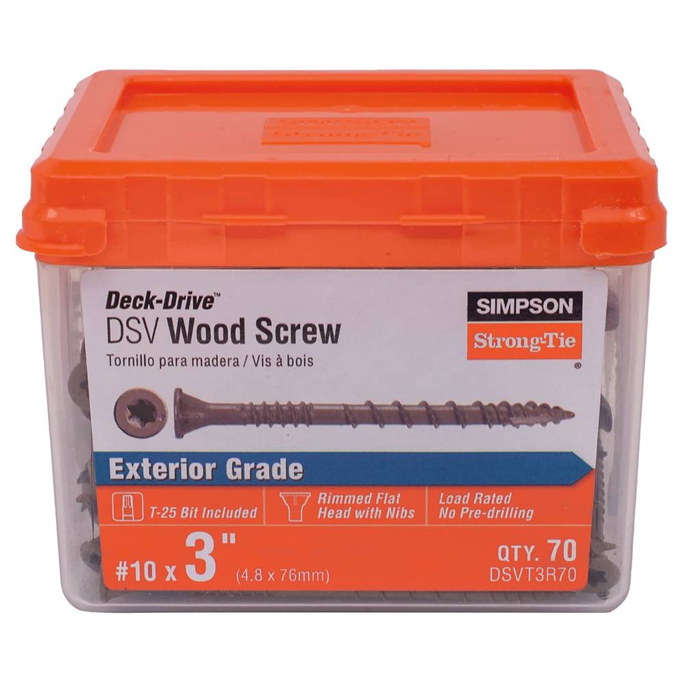 Simpson Strong-Tie #10 x 3-in Wood To Wood Deck Screws (70-Per Box) | DSVT3R70