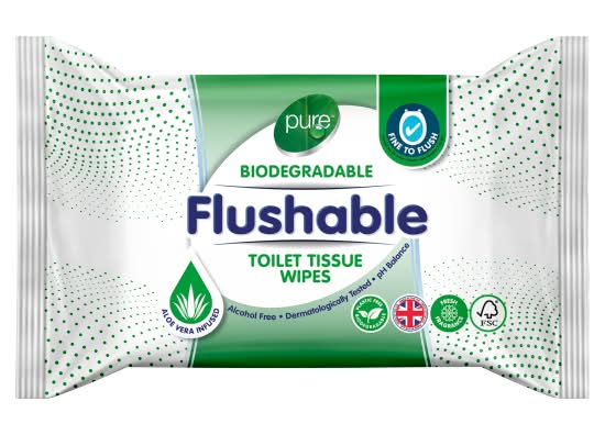 Pure Flushable Toilet Tissue Wipes (40 pack)