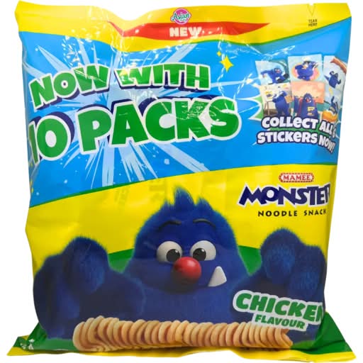 Mamee Monster Noodle Snack packs, Chicken (10 x 25g)