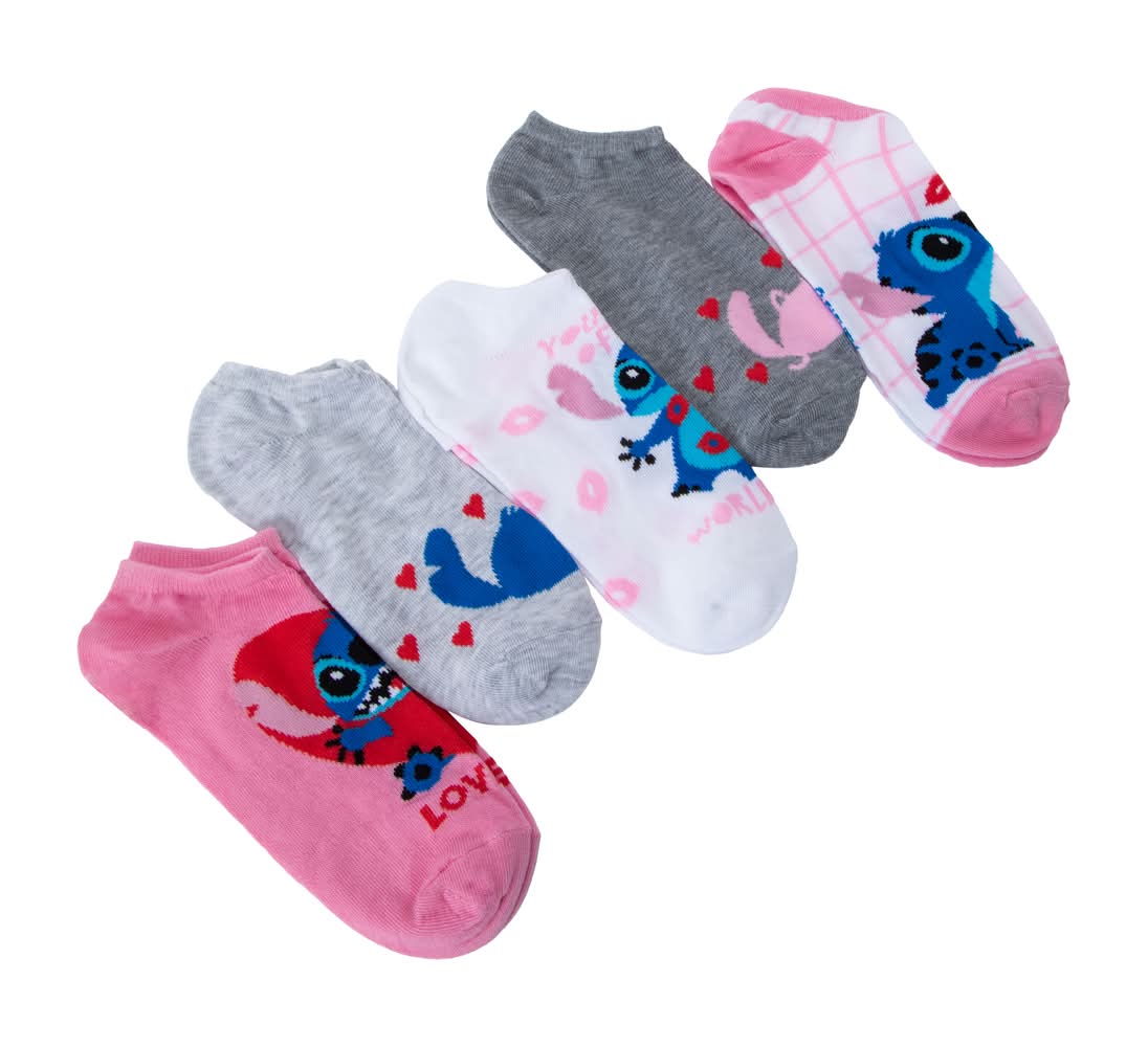 Disney Women's Stitch No-Show Socks 5-Pack