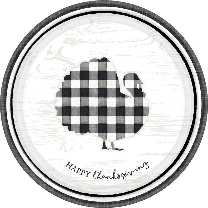 Black White Thanksgiving Dinner Plates 8ct