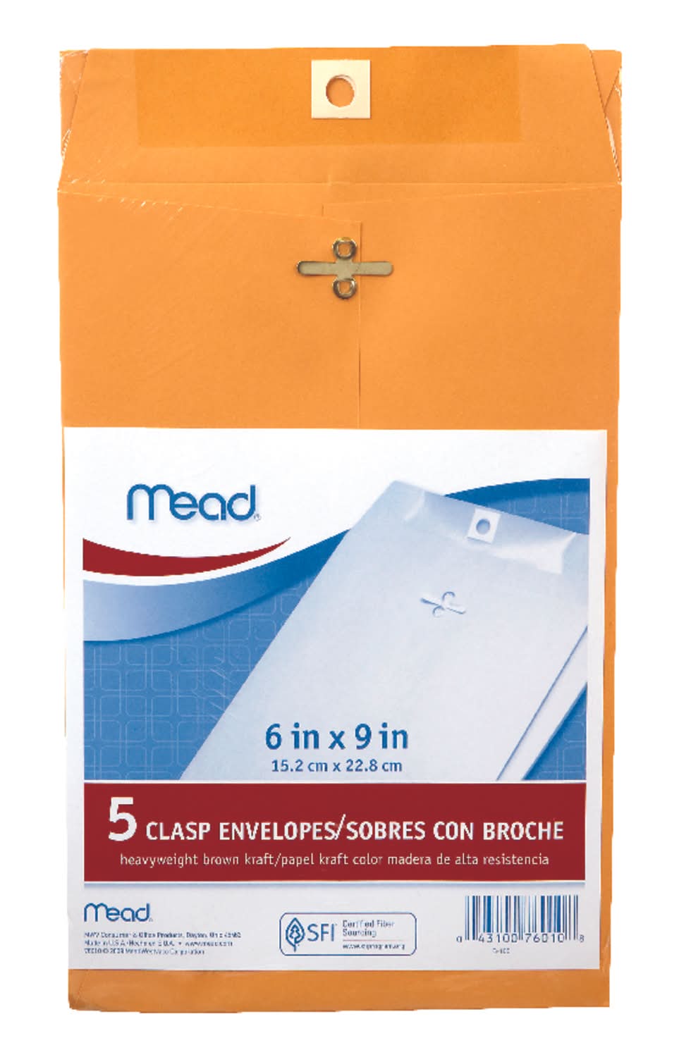 Mead 6 In. W X 9 In. L A10 Brown Envelopes 5 Pk