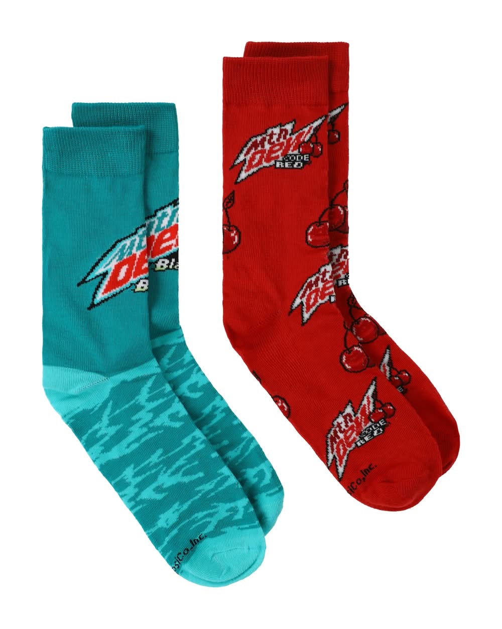 Young Mens Licensed Crew Socks 2-Pairs Mountain Dew