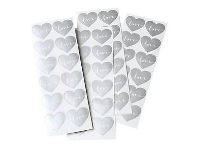 Gartner Studios Love Heart Stickers, Silver, 48/Pack (18551)