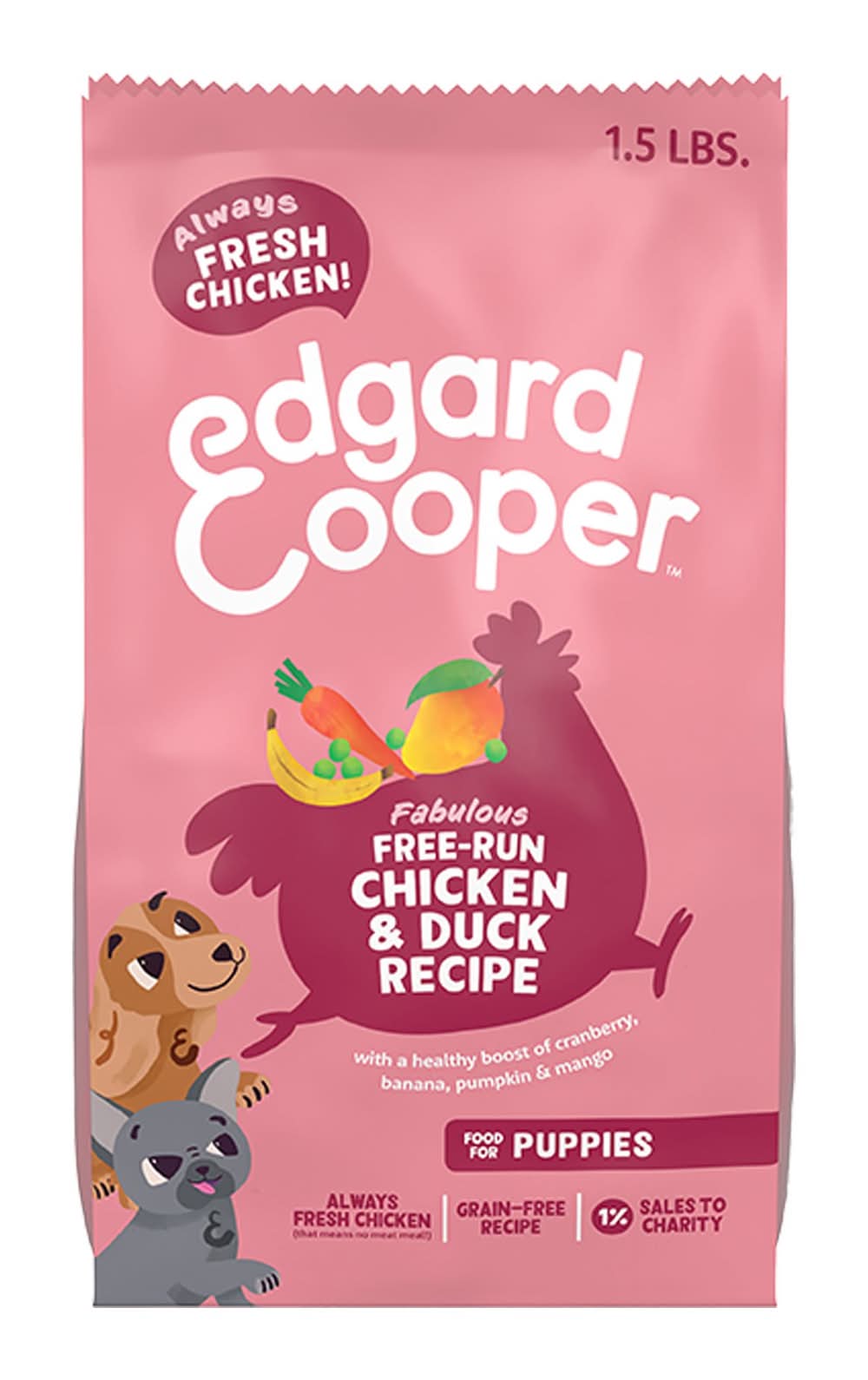 Edgard & Cooper Fabulous Free-Run Duck & Chicken Puppy Dry Dog Food - Grain Free (Flavor: Duck & Chicken, Size: 1.5 Lb)