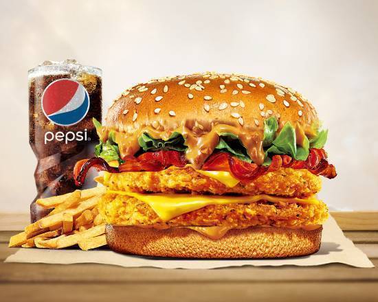 🥜美式花生雙層脆雞堡套餐 Double Crispy Chicken Burger with Peanut Meal