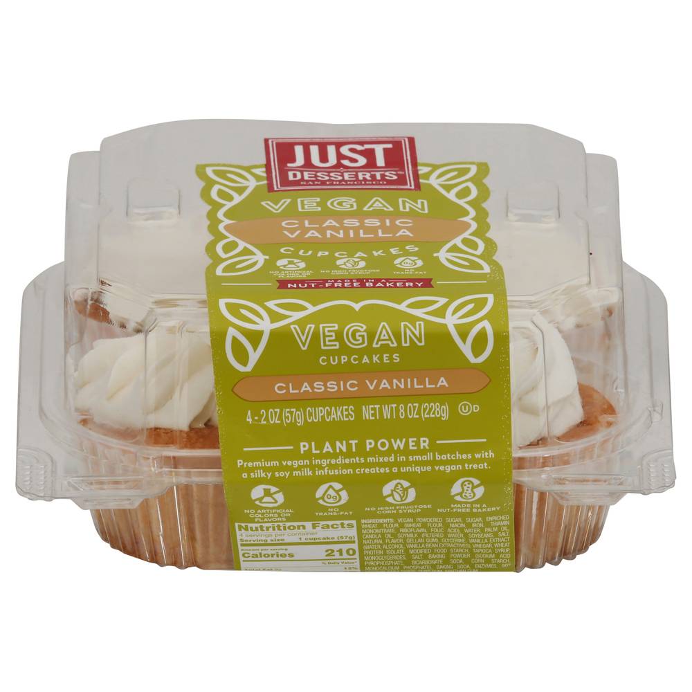 Just Desserts Vegan Classic Vanilla Cupcakes (4 ct)