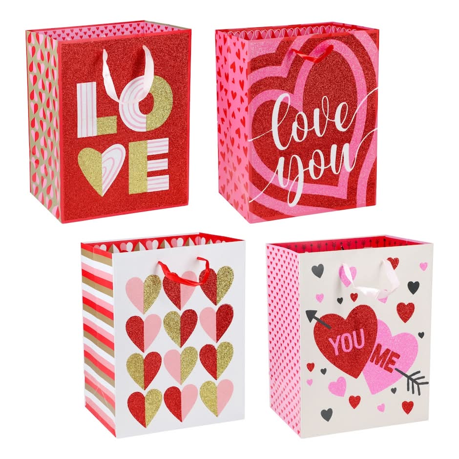Large Valentine's Day Glitter Gift Bag, 1-ct.