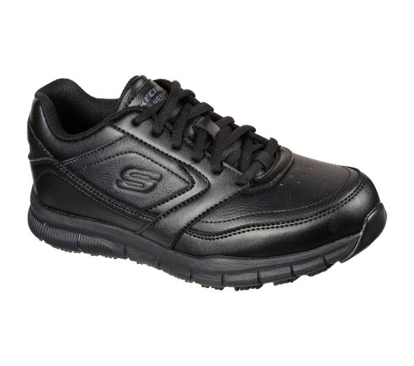 Skechers Work Slip Resistant Relaxed Fit Nampa Wyola SR, Black, Size, 8 Wide