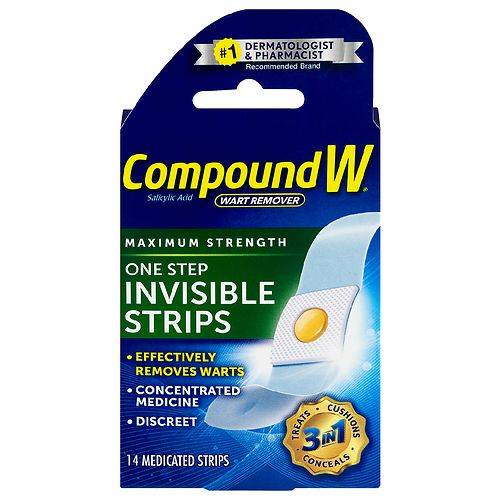 Compound W One Step Invisible Strips Wart Removal - 14.0 ea