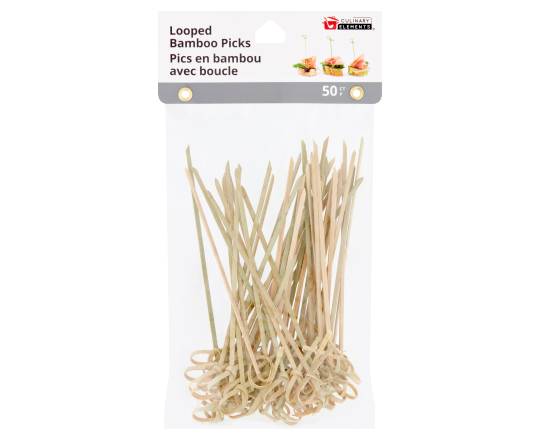 Culinary Elements Jacent Looped Bamboo Picks, Green,Beige,Pink (50 ct)