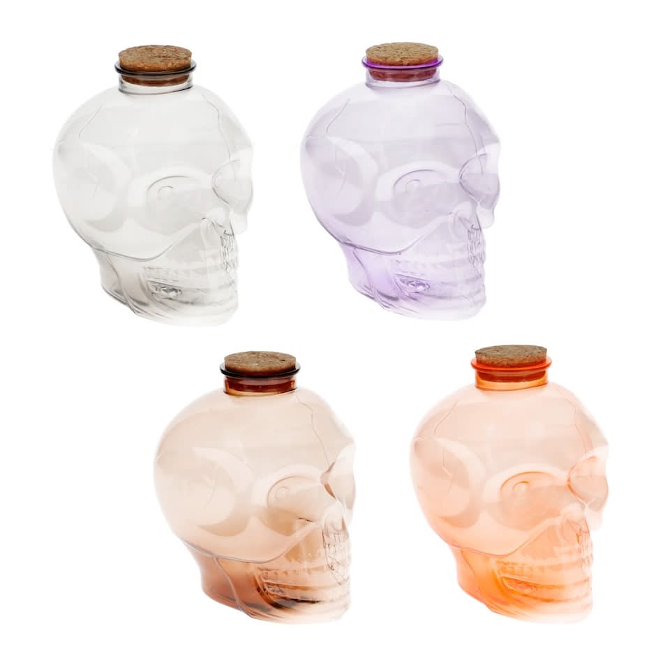 Plastic Halloween Skull Bottle, Assorted Colors, 1-ct.