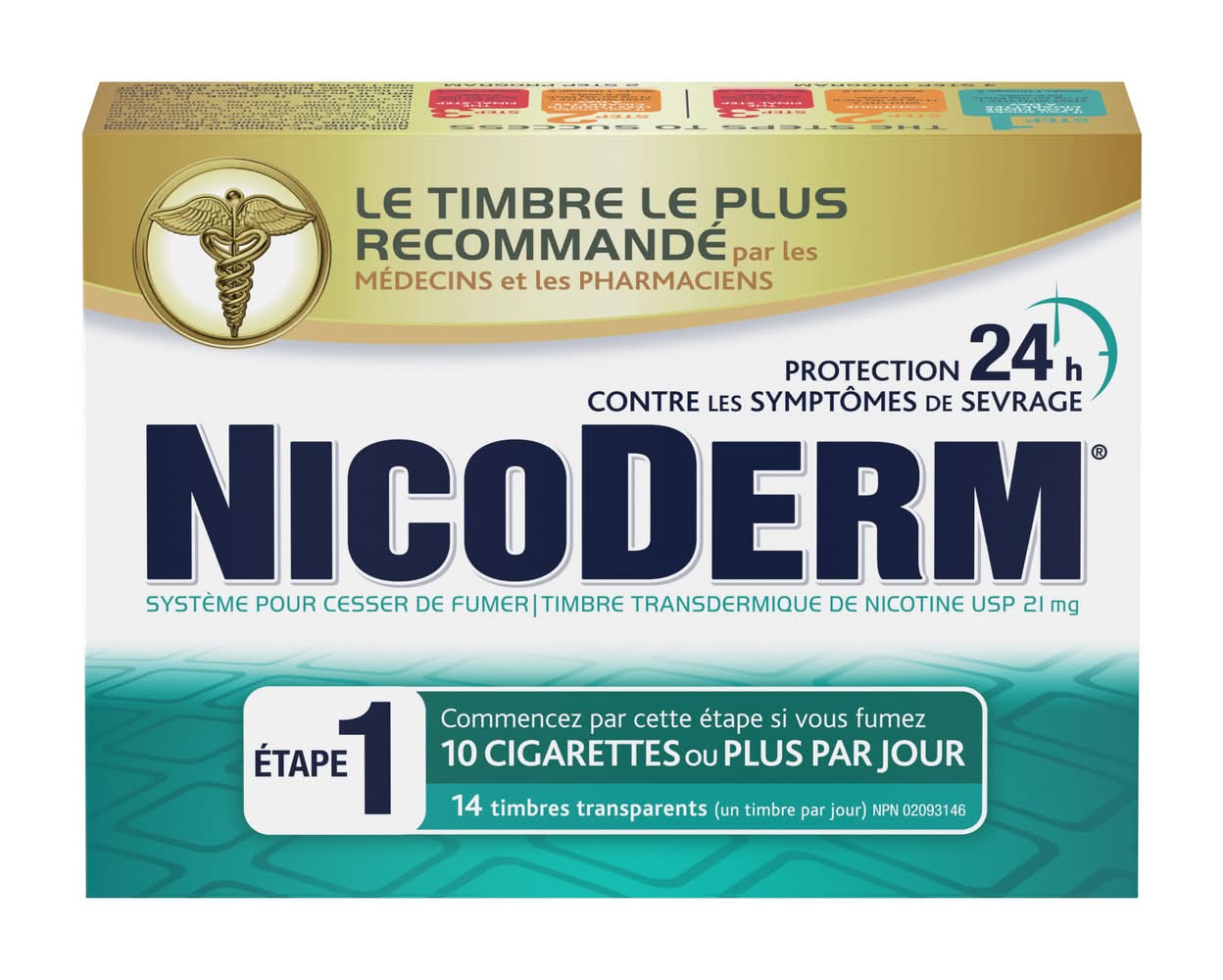 Nicoderm Step 1 Nicotine Transdermal Clear Patches 21 mg (14 ct)