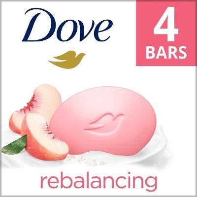 Dove Rebalancing Beauty Bar Soap, White Peach & Rice Milk (4 ct)