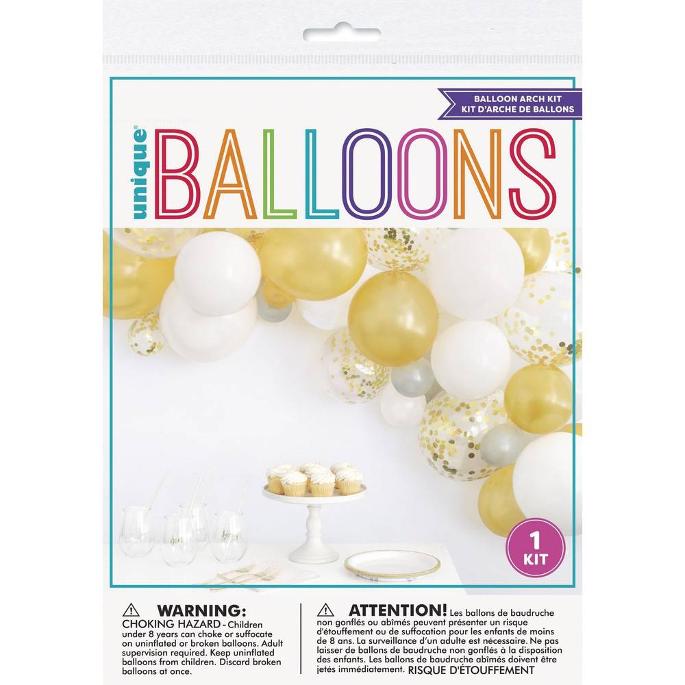 Unique party favors trousse d'arche de ballons, argent et or (1 ensemble, 40 unités) - silver & gold balloon arch kit (1 kit)