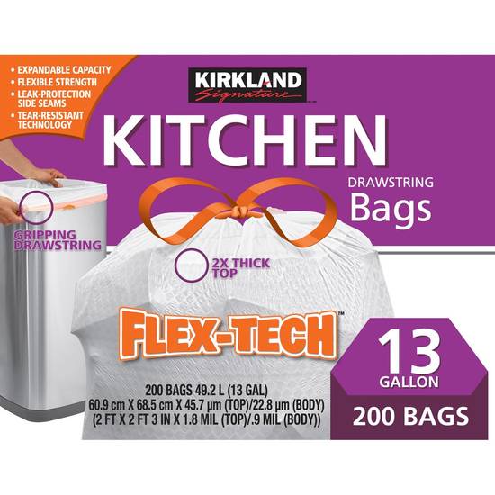 Kirkland Signature Flex-Tech Kitchen Drawstring Bags (60.9 cm x 68.5 cm)