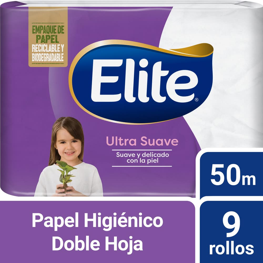 Elite · Ultrasuave papel higiénico doble hoja - 50 m (9 un)