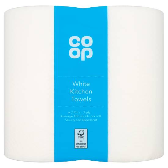 Co-Op White Kitchen Towels 2 Rolls