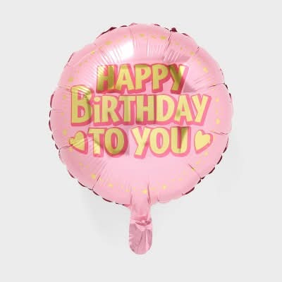 Spritz Round Happy Birthday Foil Balloon, Pink