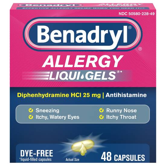 Benadryl Liqui-Gels Antihistamine Allergy Relief & Cold Medicine,