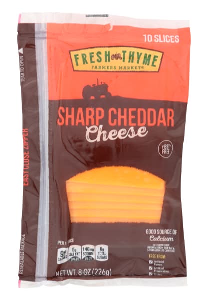 Fresh Thyme Sharp Cheddar Cheese Slices (8 oz, 10 ct)