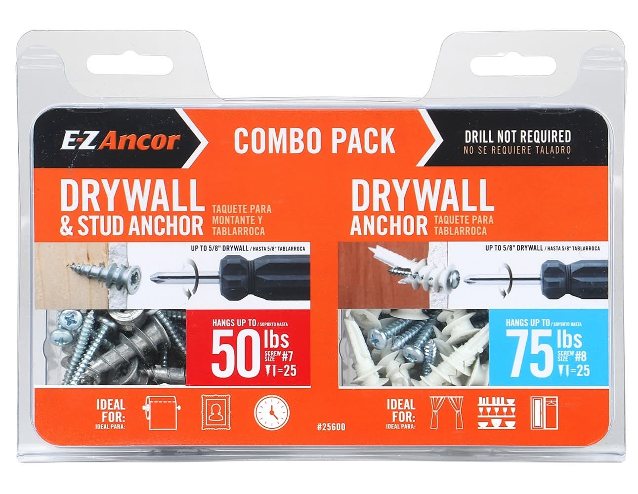 E-Z Ancor 75-lb Assorted diameter x Assorted length Self-Drilling Anchors with Screws Included 50 -Pack