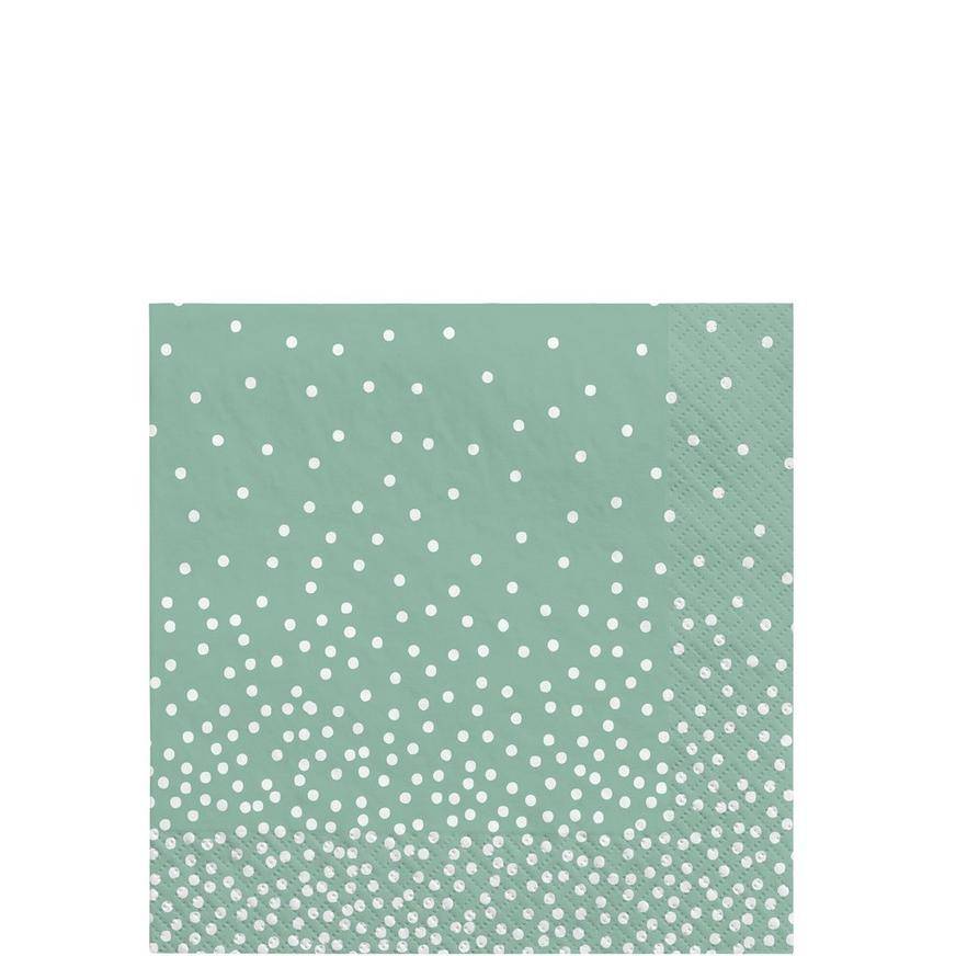 Mint Green Polka Dot Beverage Napkins, 5in, 20ct