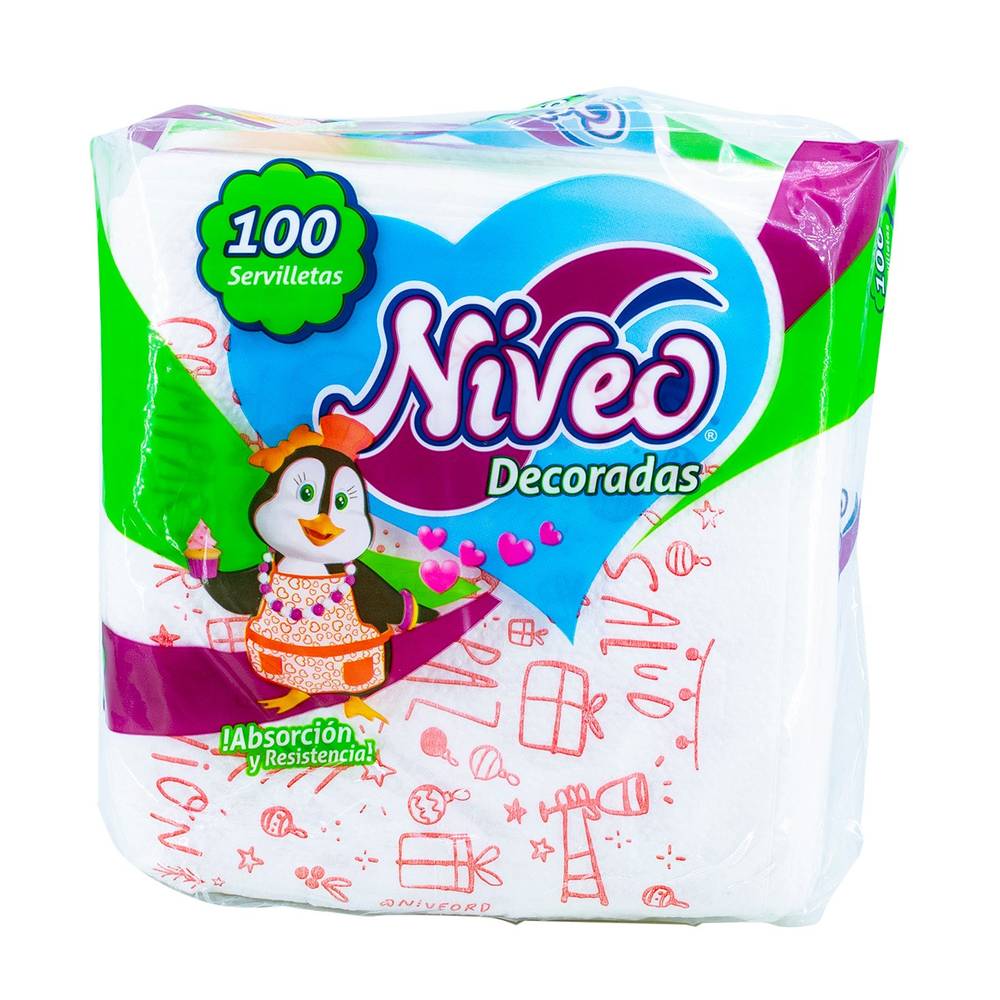 Servilllas Niveo Decoradas 100 Und