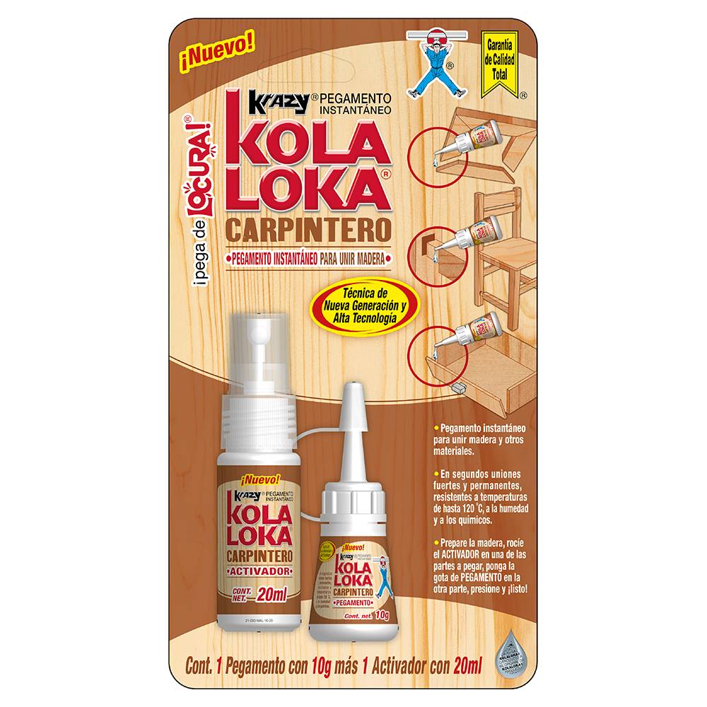 Kola loka pegamento carpintero (blister 2 piezas)