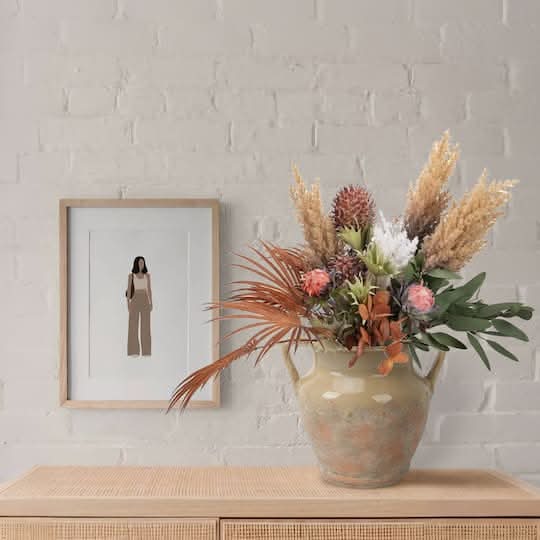 Ashland Ceramic Vase, 8.5 in, Green-Terra Cotta