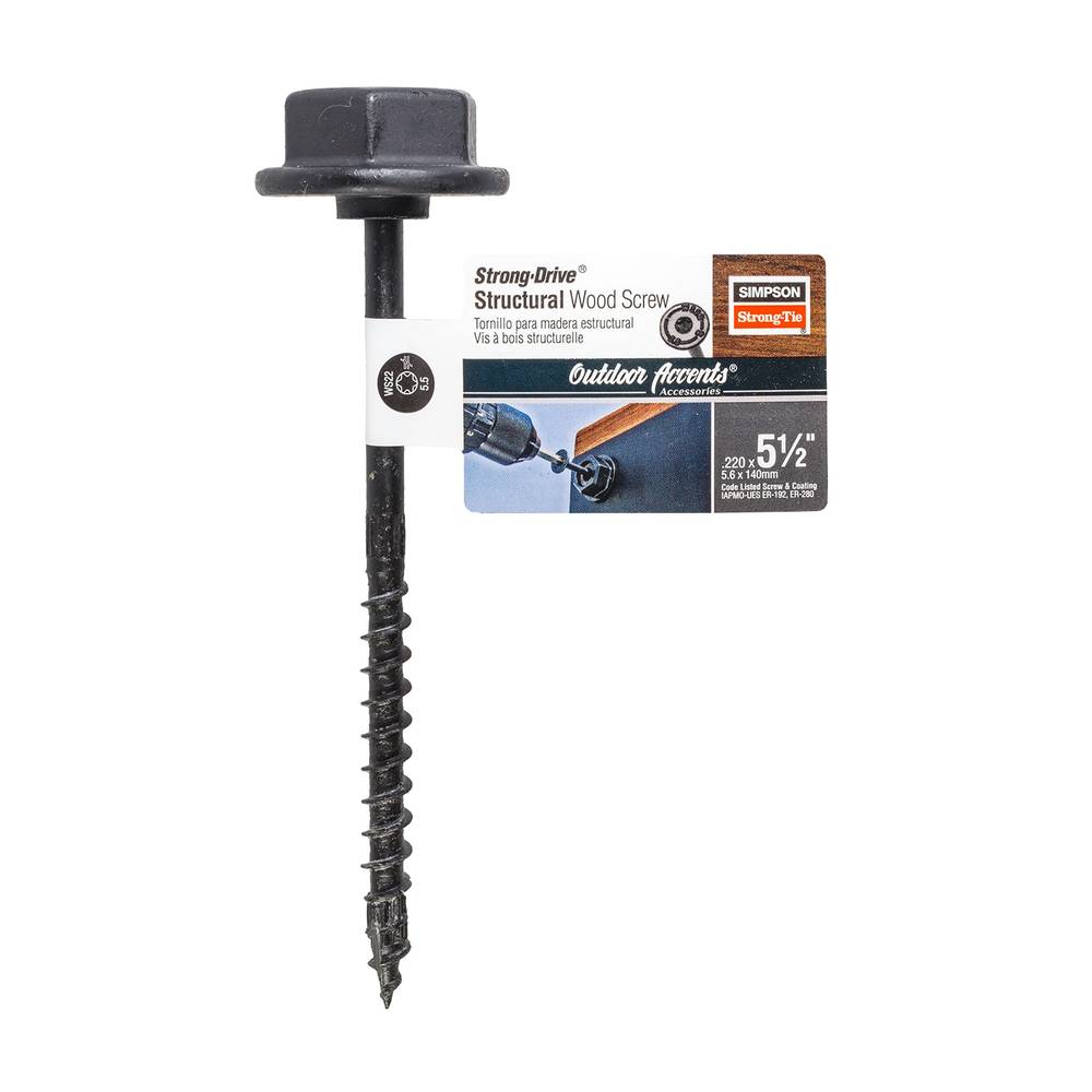 Simpson Strong-Tie #12 x 5-1/2-in Double-barrier Outdoor Accents Exterior Wood Screws | SDWS22512DBB-RN1