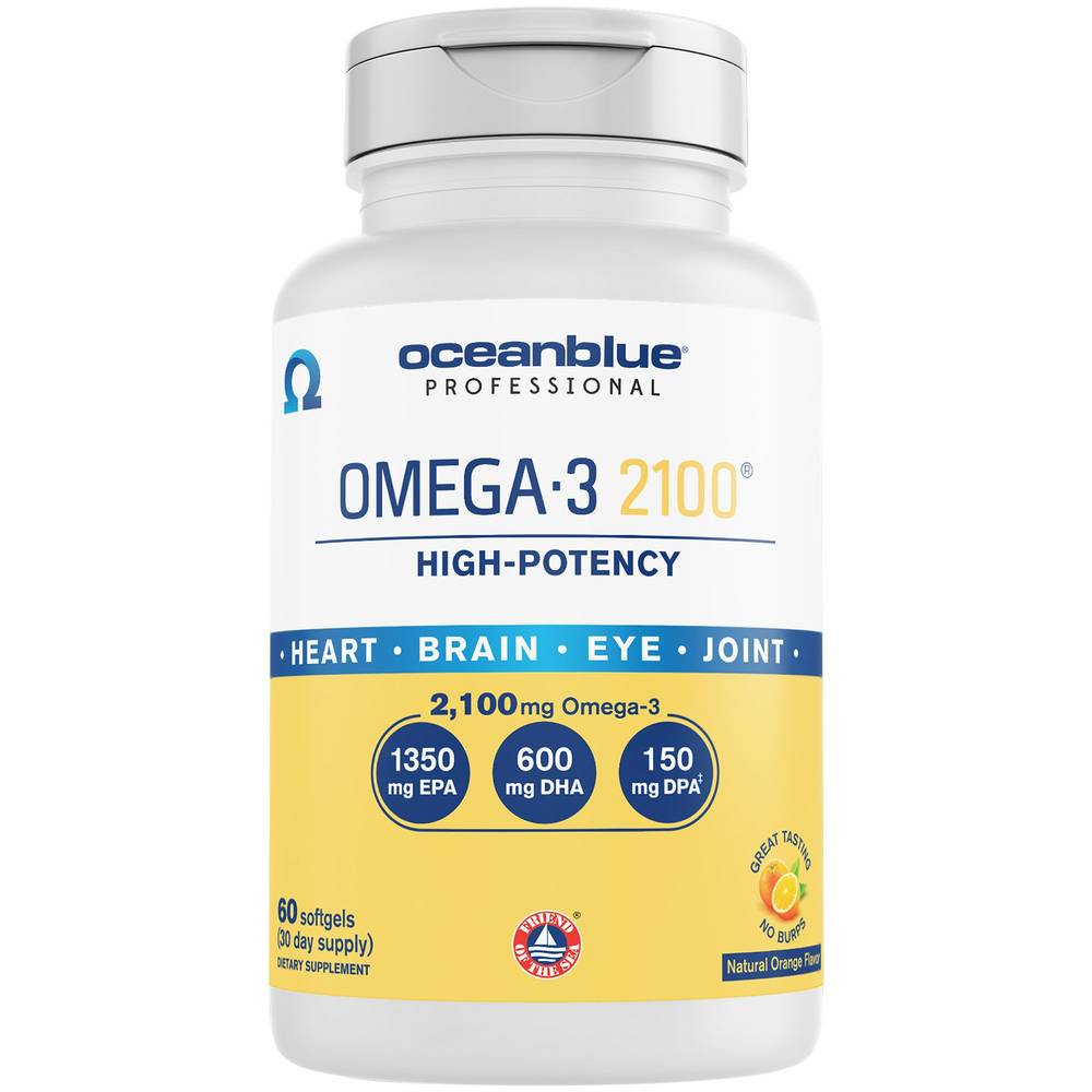 Omega 3 Fish Oil For Heart Health Support - 2,100Mg Omega-3S - Orange (60 Softgels)