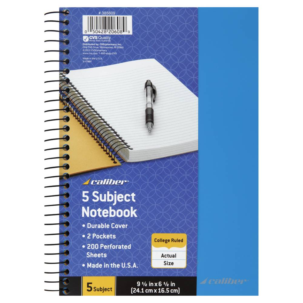 Caliber 5 Subjects Notebook - Delivery in Under an Hour | Office ...