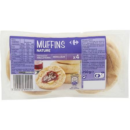 Muffins nature CARREFOUR - le paquet de 250 g