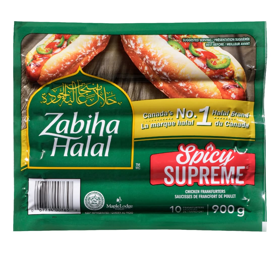 Zabiha Halal Chicken Frankfurters, Spicy Supreme (900 g, 10 ct)