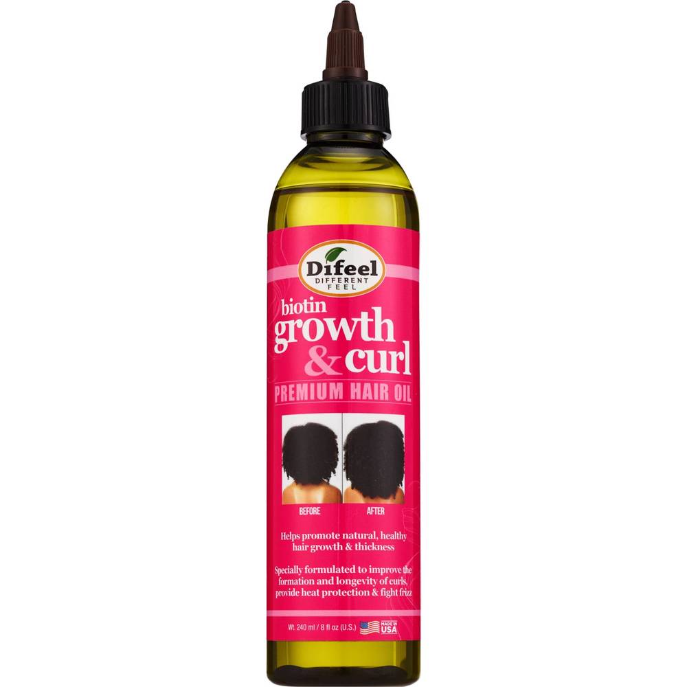 Difeel Growth and Curl Premium Hair Oil, 8  OZ