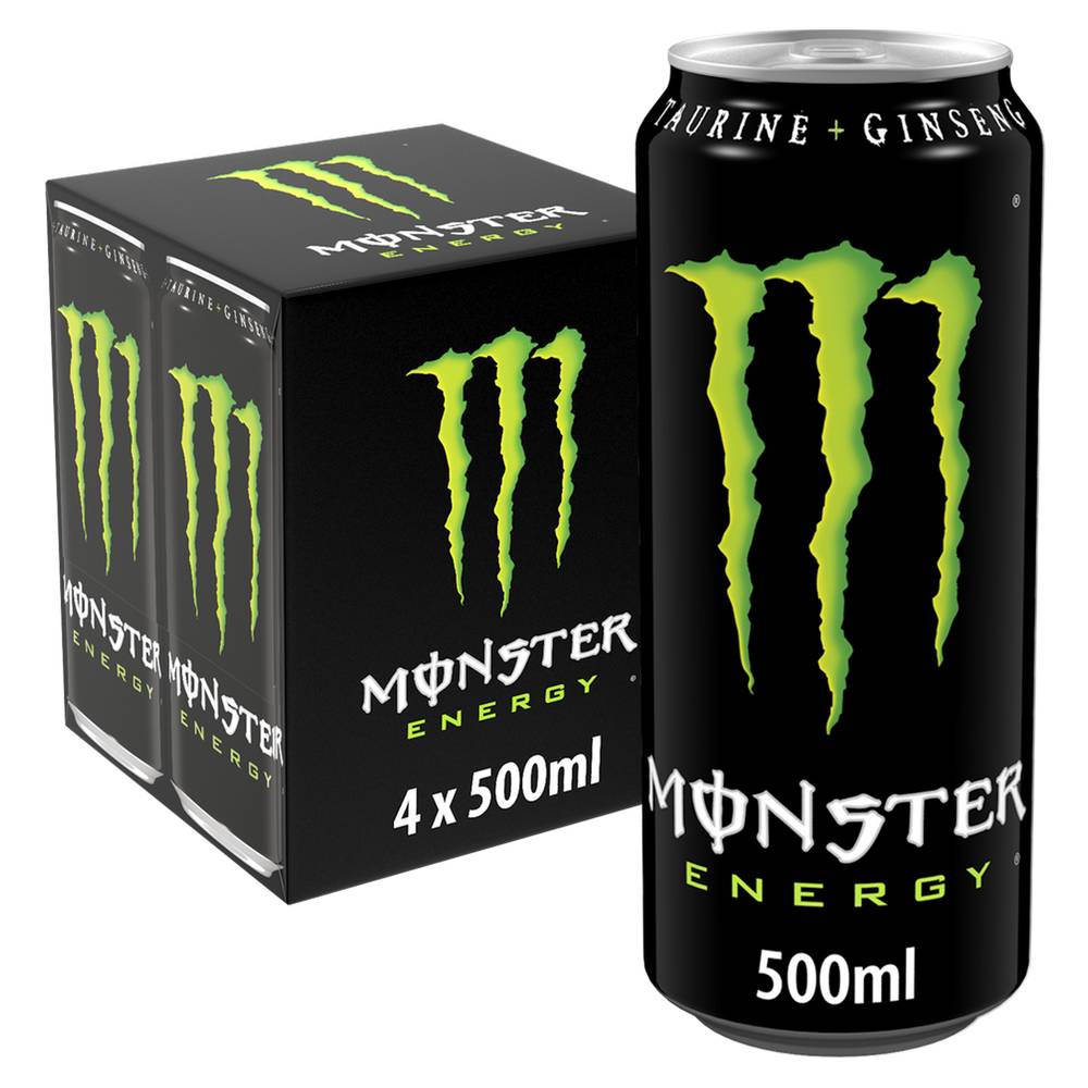 Monster Energy - Boisson énergisante gazeuse (4 pièces, 500 ml)