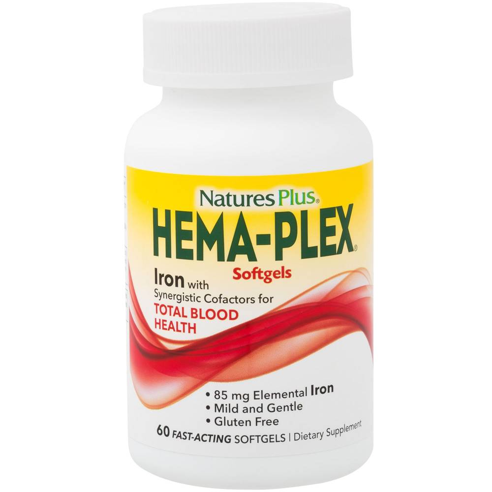 Naturesplus Hema-Plex With 85 mg Of Elemental Iron Total Blood Health Softgels