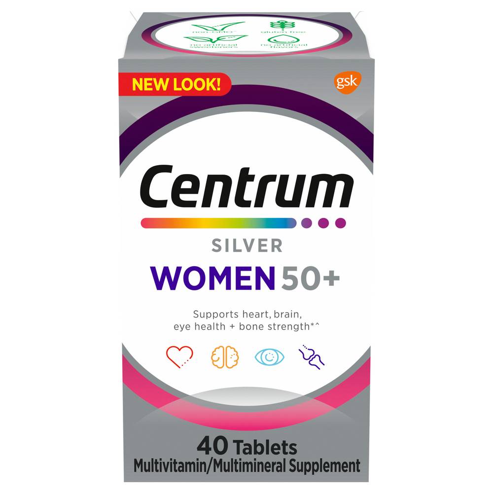 Centrum Silver Multivitamin Supplement With Vitamins Tablets, Female (40 ct)