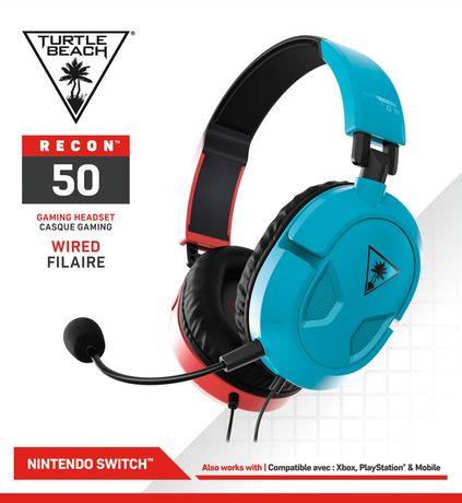 Casque gaming multiplateforme Turtle Beach® Recon 50 pour Nintendo Switch™1   Xbox Series X, Xbox Series S & Xbox One   PS5™, PS4™, PS4™ Pro   PC & Mobile with 3.5mm Connection