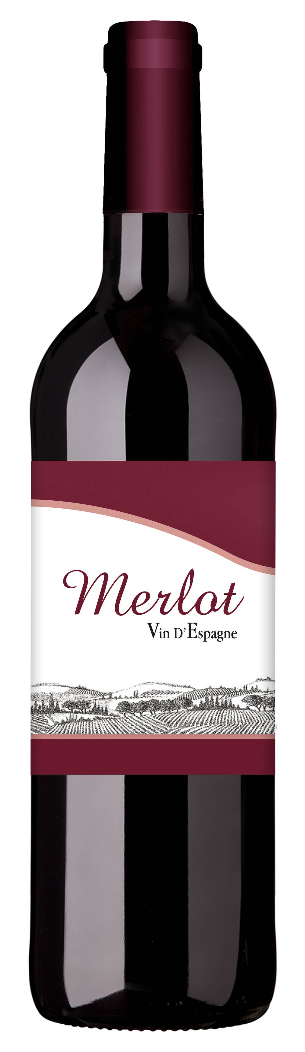 Merlot - Vin rouge d'espagne (750 ml)