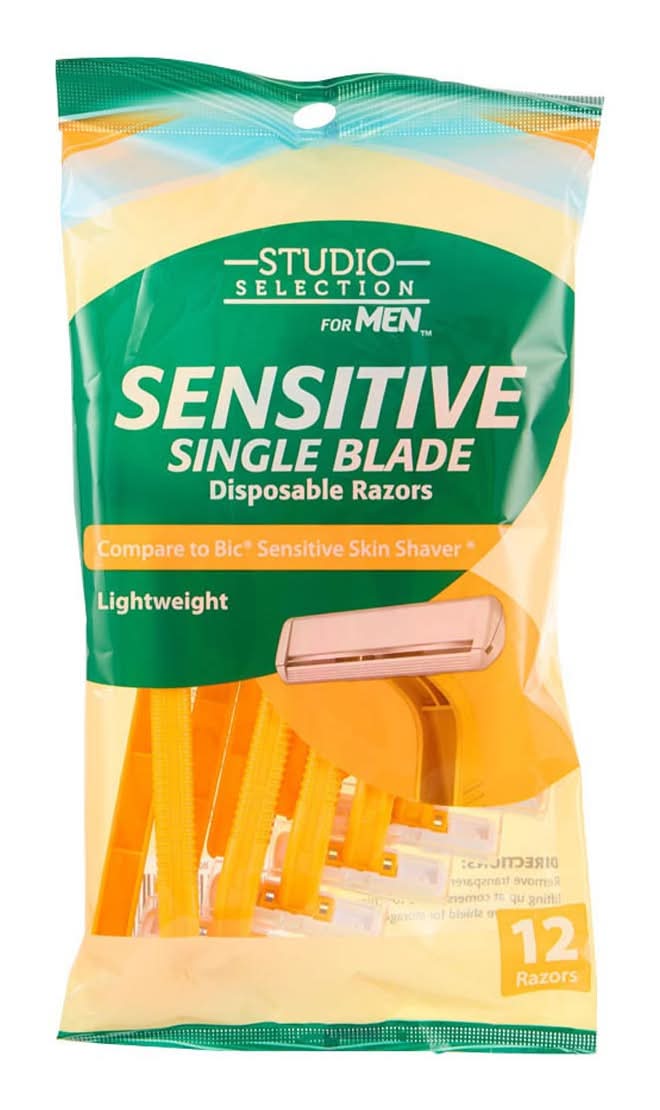 Studio Selection For Men Sensitive Single Blade Disposable Razors 12 Ct