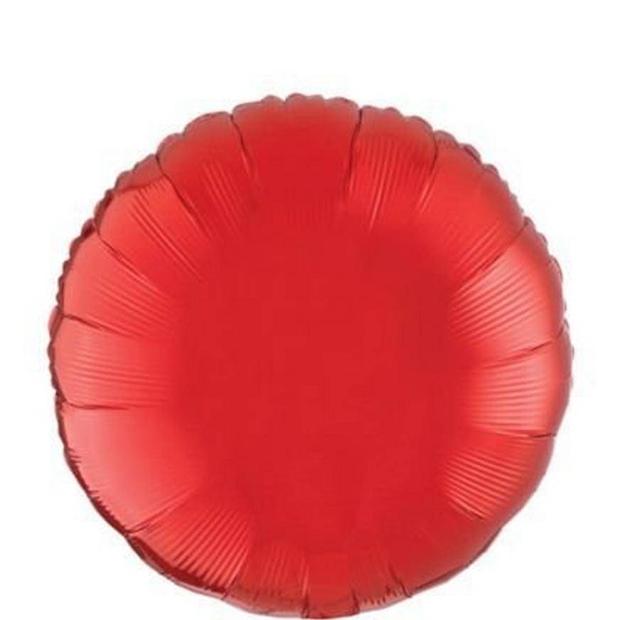Uninflated Red Round Foil Balloon, 17in