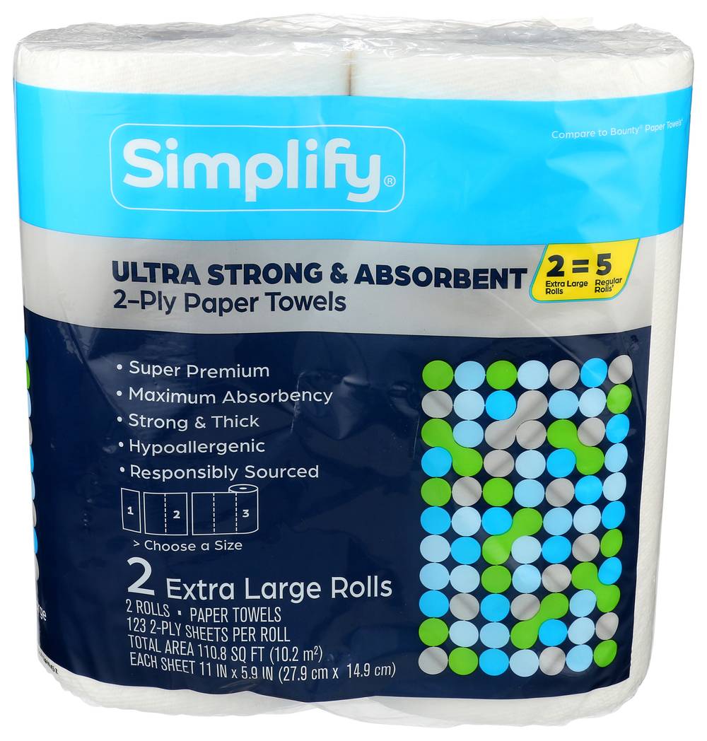 Simplify Ultra Strong and Absorbent 2 Ply Paper Towels