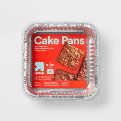 up&up Aluminum Foil Cake Pan With Lids 42 fl oz, 8x8 in (3 ct)
