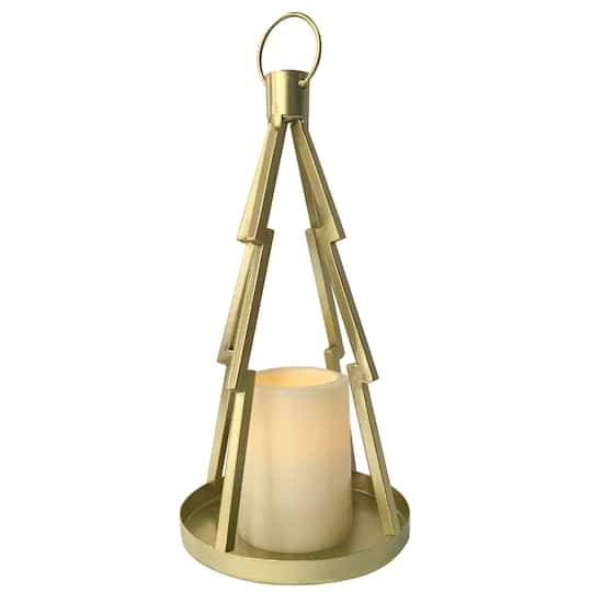 11.5" Gold Tree-Shaped Candle Lantern By Ashland