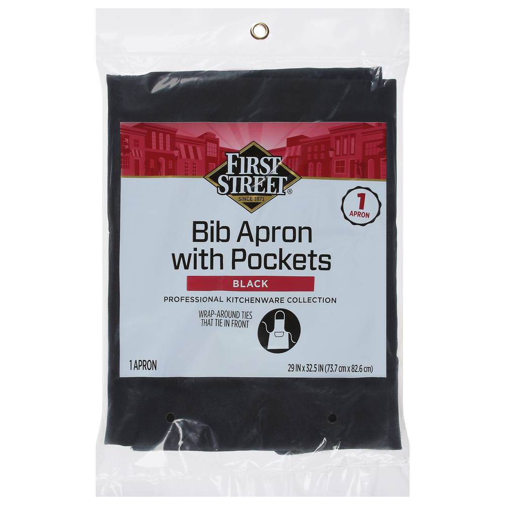 First Street Black Bib Apron